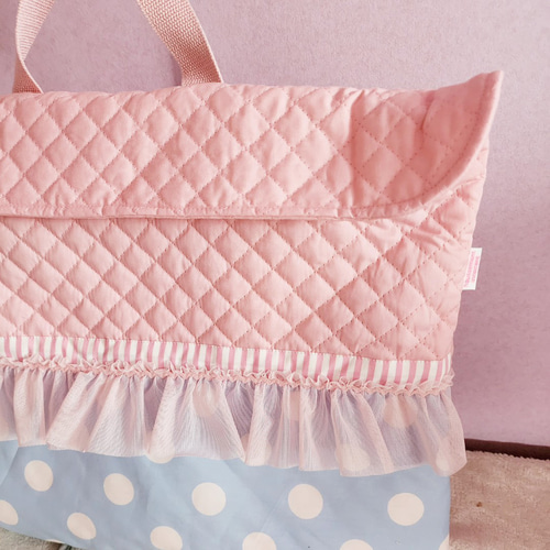 フリルの防災頭巾カバー・背もたれタイプ pastel blue サイズ変更可能 