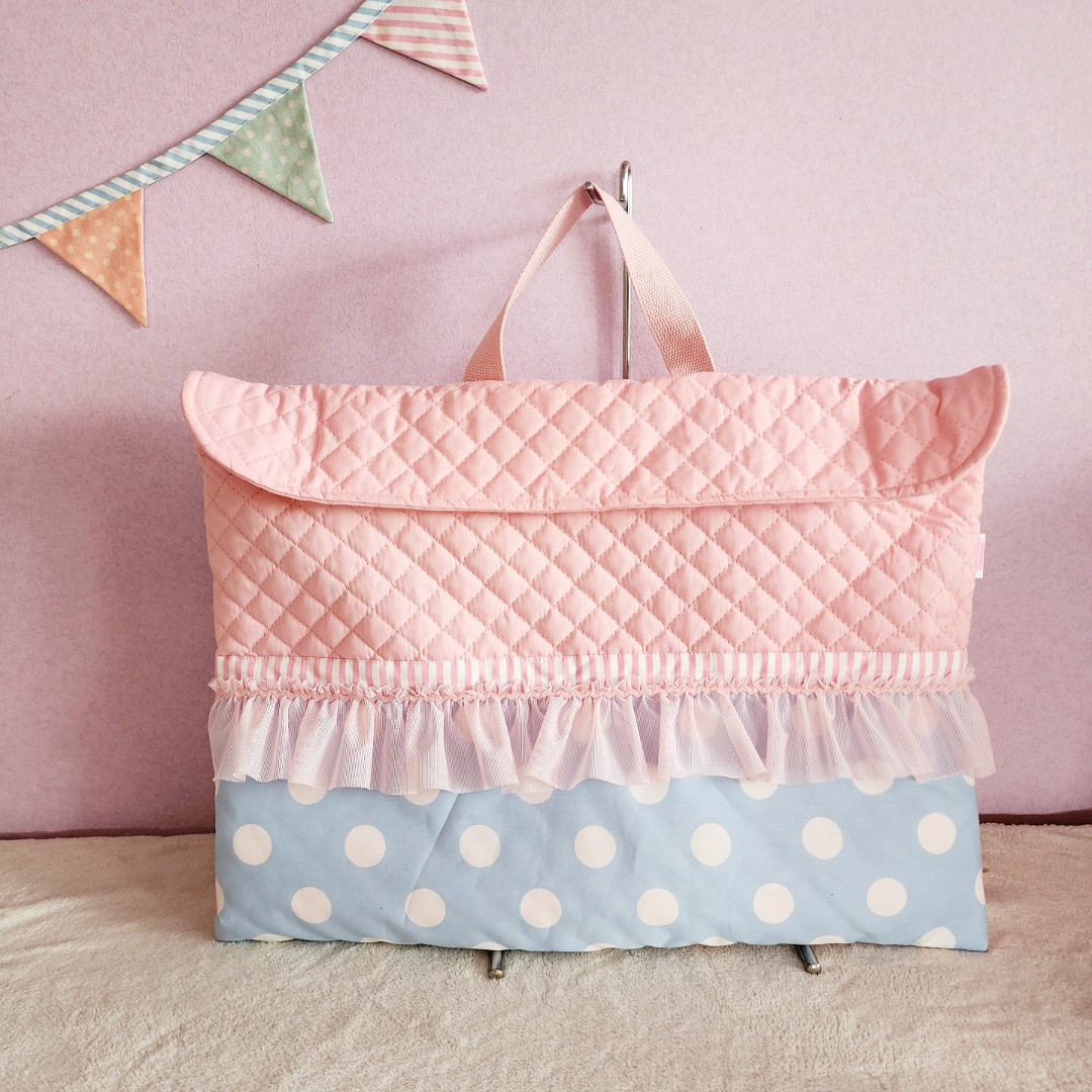 フリルの防災頭巾カバー･背もたれタイプ pastel blue　サイズ変更可能[受注制作]