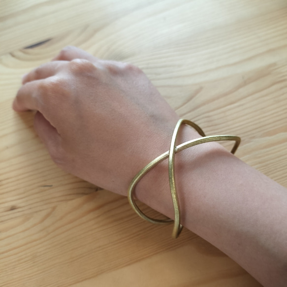 Creema限定  真鍮バングル  アンティークゴールド  ビンテージカラー　送料無料　BB025 2枚目の画像
