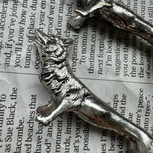 フランス オオカミ2匹 シルバーナイフレスト 箸・箸置き RUI Antiques