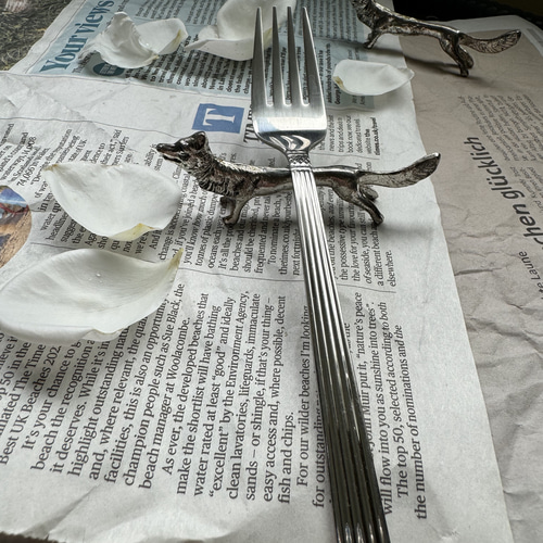 フランス オオカミ2匹 シルバーナイフレスト 箸・箸置き RUI Antiques