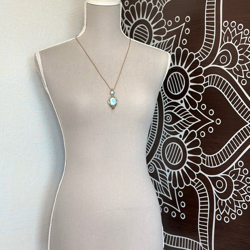 楽園』高品質ラリマーのマクラメペンダントネックレス ネックレス