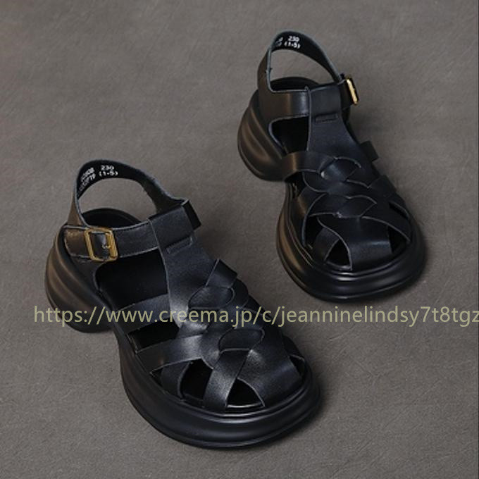 レトロな本物の革靴牛革編み靴