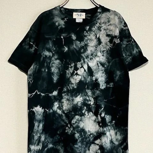 タイダイ Tシャツ Mサイズ ブラック×ベージュ ムラ染め Hippies Dye