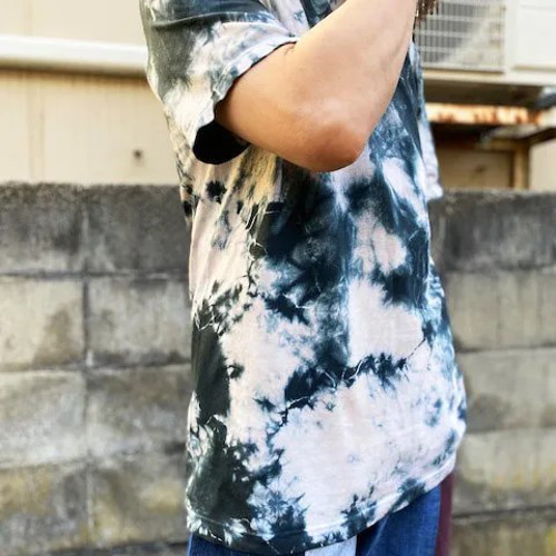 タイダイ Tシャツ Mサイズ ブラック×ベージュ ムラ染め Hippies Dye