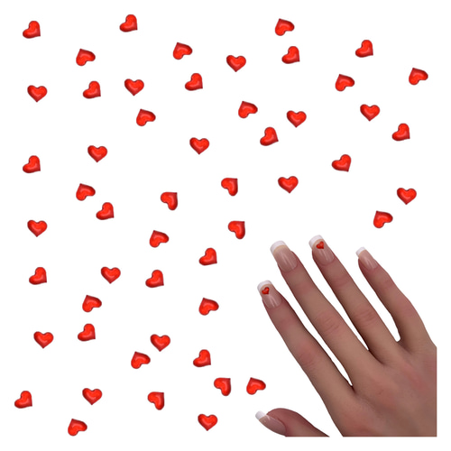 ネイルパーツ ハート 赤 5mm クリア 50個 3D 立体 小さめ