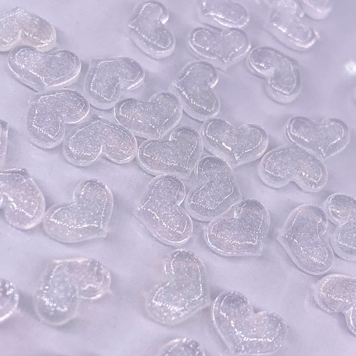 ネイルパーツ ハート クリア ラメ 6mm 半透明 3D 立体