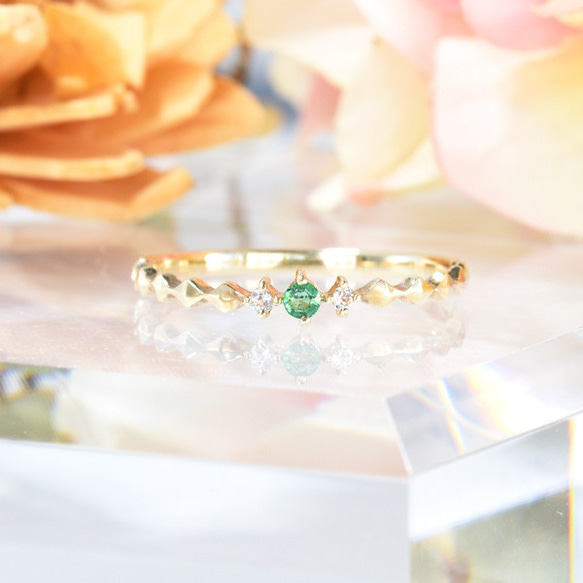 パールとエメラルドのリング K10 エメラルド リング CD091CIBS 指輪・リング kyfactory 通販