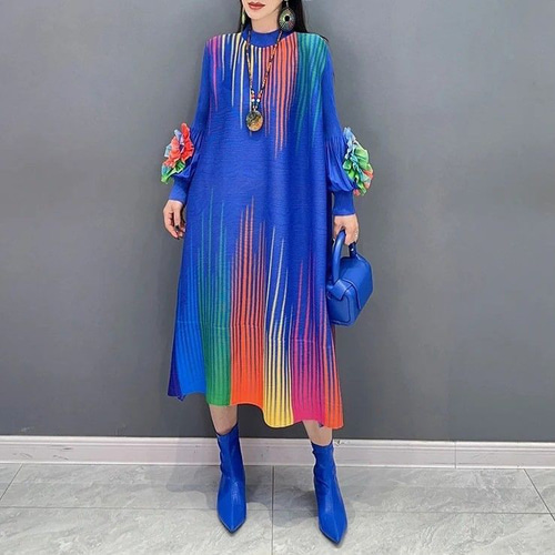 ✨24ss✨45R✨スーピマオーガニックバチストのプリーツドレス✨定価10万円 Cotton Lurex Scarf Print Dress | Pasand by ne Quittez pas | パサン