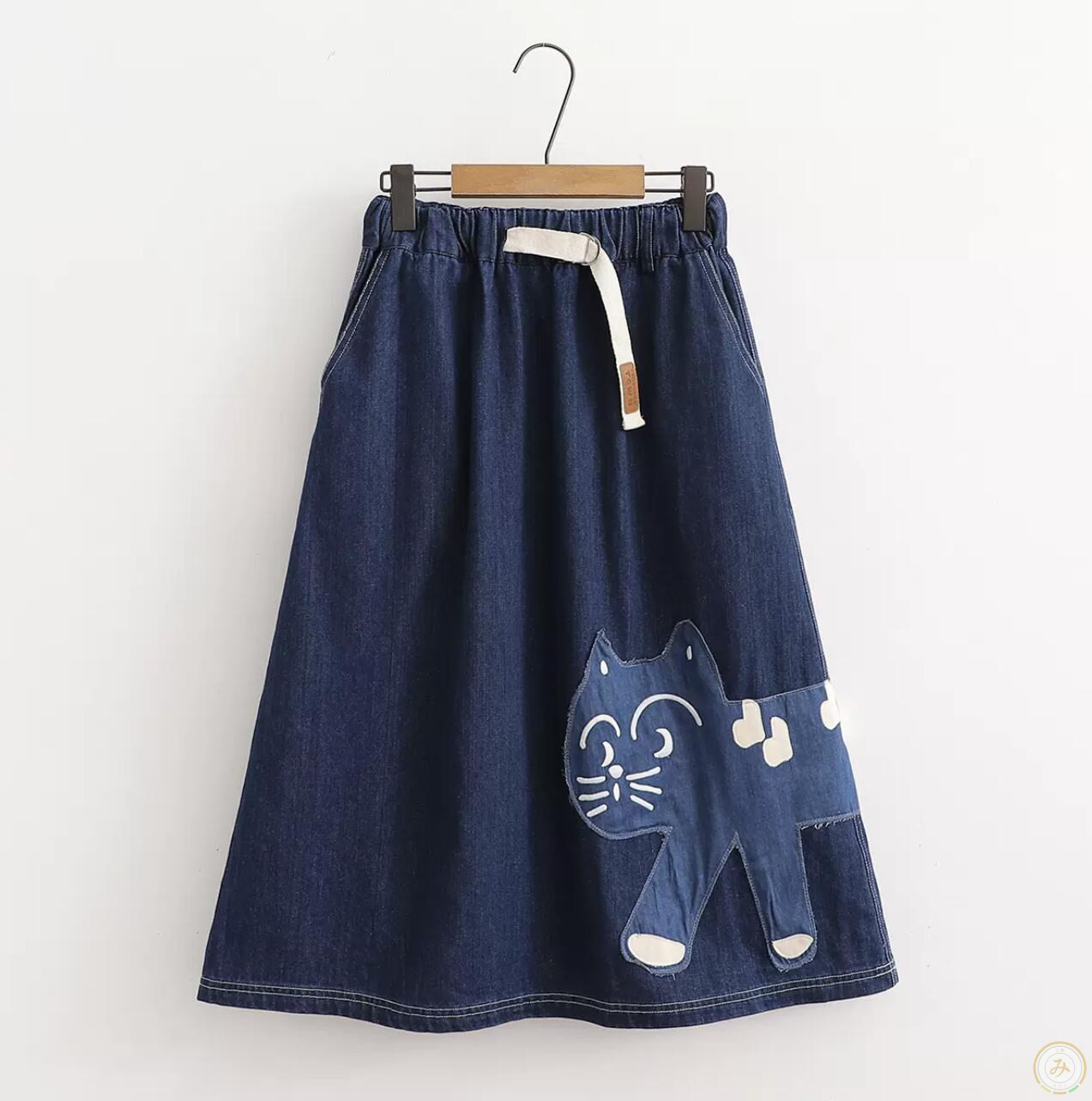 ねこ柄デニムスカート        Ω
