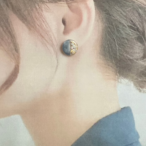 くすみカラー パステル 丸 シェル ピアス サージカルステンレス