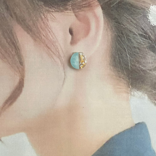 くすみカラー パステル 丸 シェル ピアス サージカルステンレス