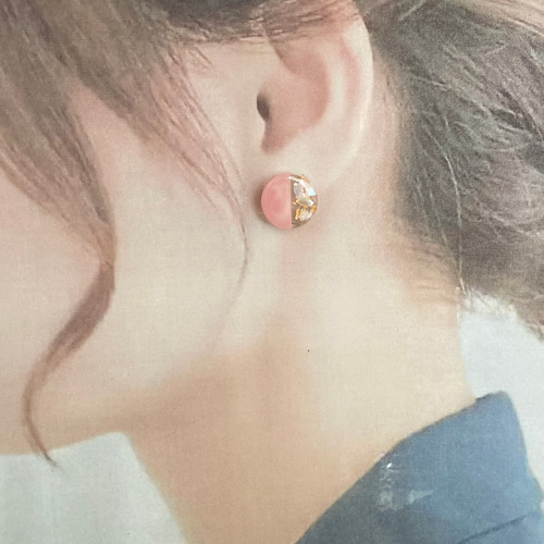くすみカラー パステル 丸 シェル ピアス サージカルステンレス