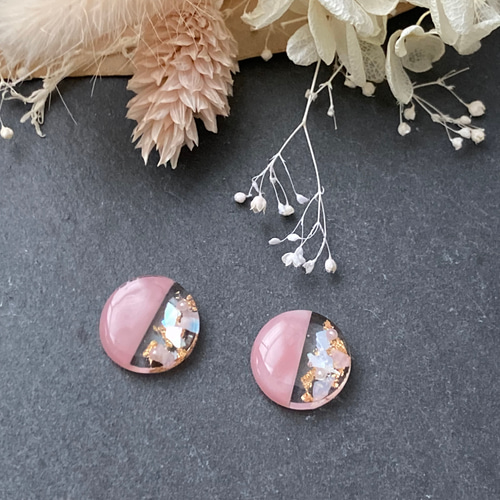 くすみカラー パステル 丸 シェル ピアス サージカルステンレス