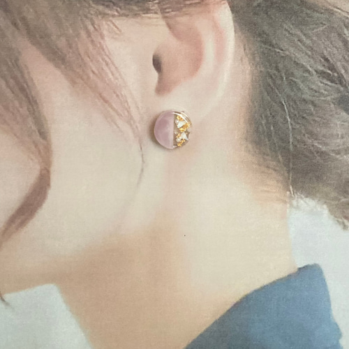 くすみカラー パステル 丸 シェル ピアス サージカルステンレス