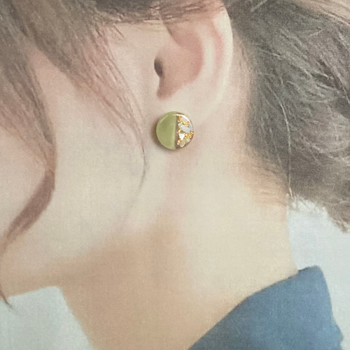 くすみカラー パステル 丸 シェル ピアス サージカルステンレス
