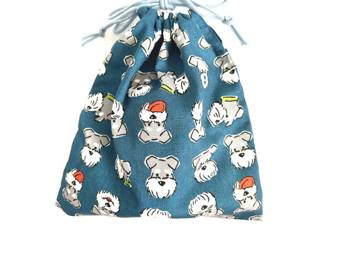 巾着袋・シュナウザー・BLUE 巾着袋 春の森 通販 17721087｜Creema