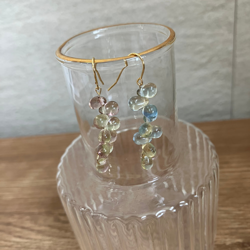 猫さん刺繍とシズクビジューのピアスandイヤリング ♡ ピアス