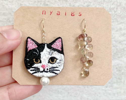 猫好きさん＆花好きさん必見★21/M nach CHAT ET FLEUR ピアス e3690ace90c0d73778e1d2ff2d8f3a