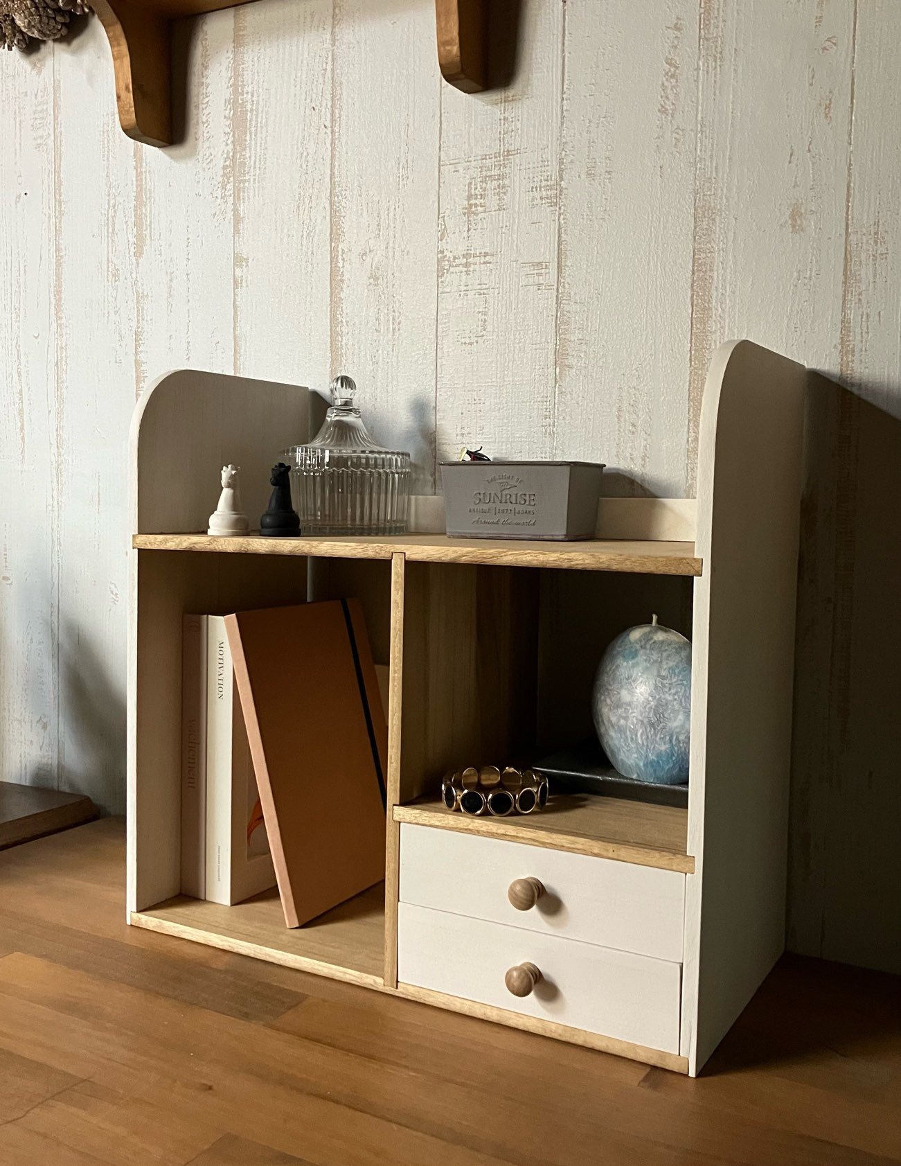 ナチュラル 木製ラック＆引き出し インテリア収納