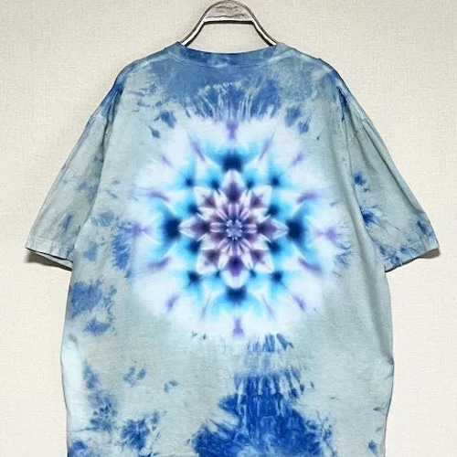 DevilAnthem　タイダイTシャツ タイダイ ビッグシルエット Tシャツ Lサイズ 曼荼羅 ブルー ムラ