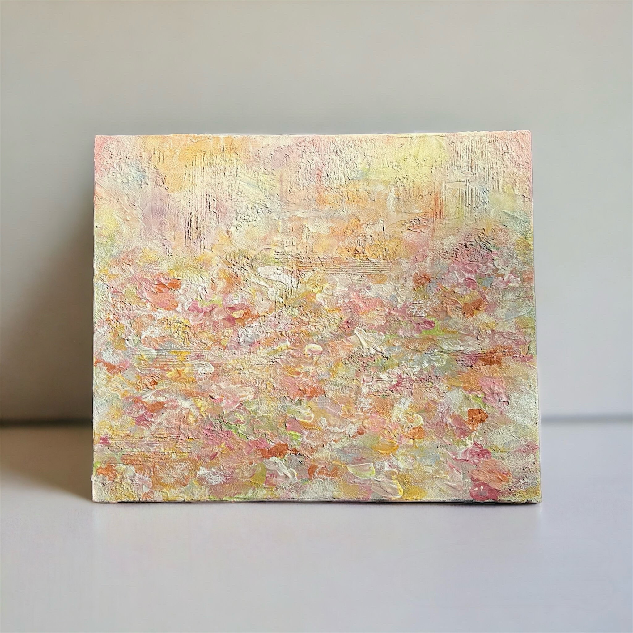 テクスチャーアート アクリル画 現代アート 花の絵 クローバー