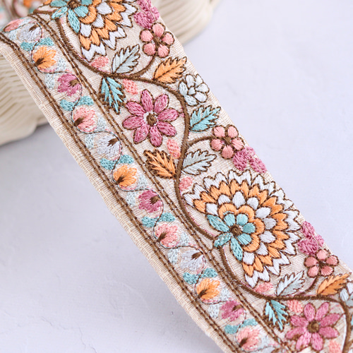 Yuu☆インド刺繍リボン リボン 『インド刺繍リボン 約25cm 3種アソート YAS001』 服飾