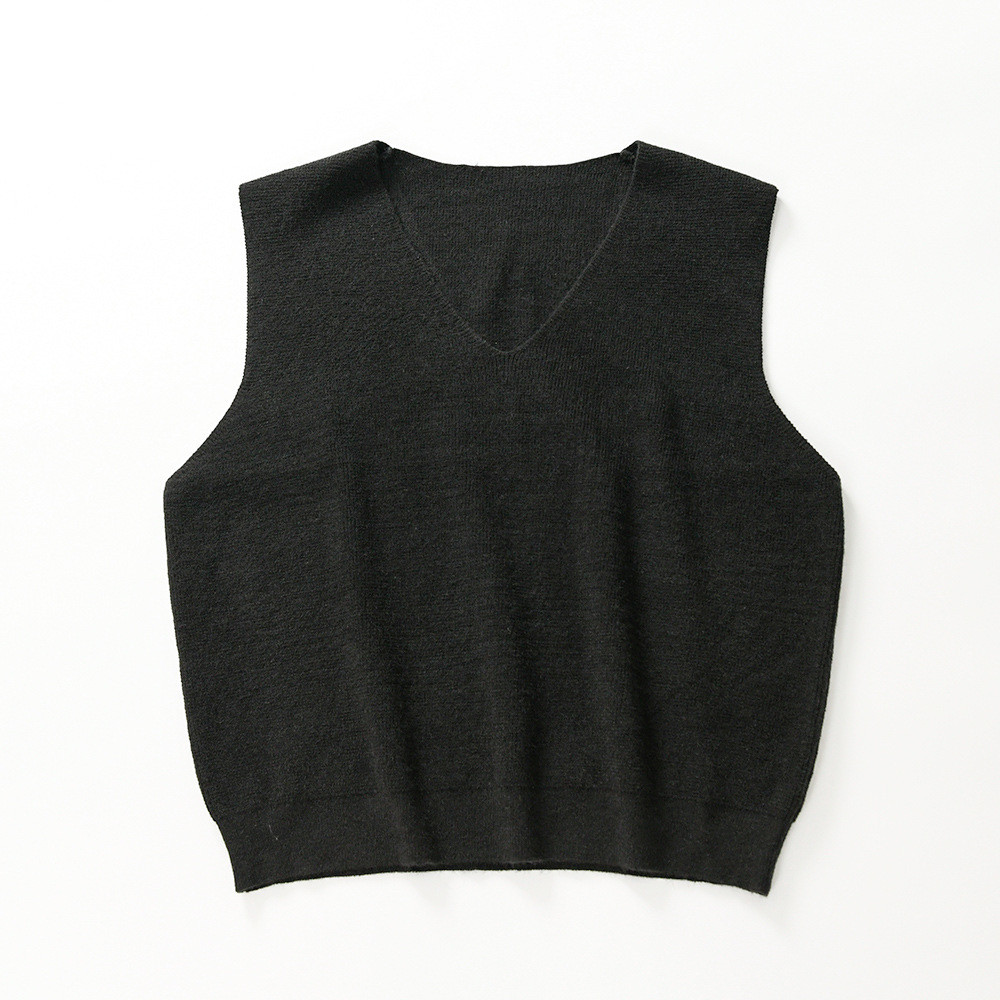 シンプルな秋冬レディース無地ニットベストトップス