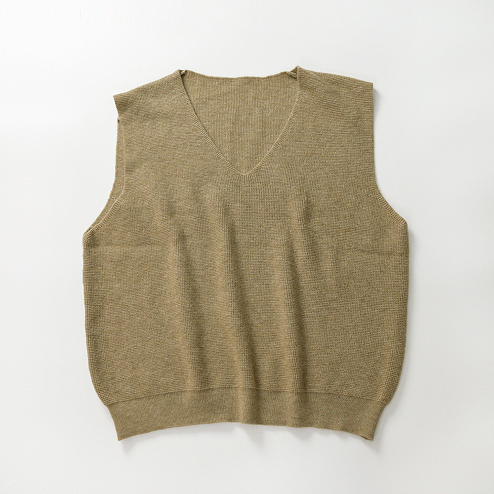 シンプルな秋冬レディース無地ニットベストトップス