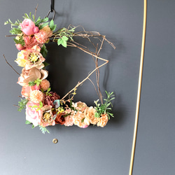 フラワーリースNO.443＊ 34cm スクエアリース アートフラワー folia91 通販 17721470｜Creema
