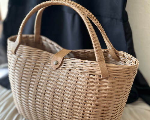 【未使用扱】WOVEN ストライプ かごバッグ タイ王室御用達工房の竹籠bag | hibikimono-sasaki