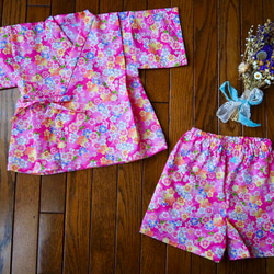 送料無料】子ども 甚平上下セット 花火柄 水色 子供服 with 通販