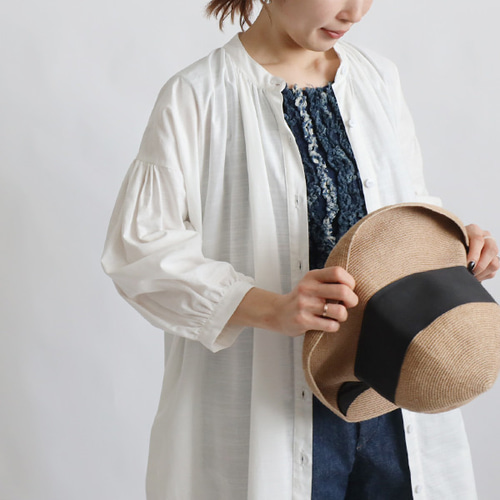夏／最終SALE 再入荷 上質ギマ擬麻コットン 贅沢ギャザー
