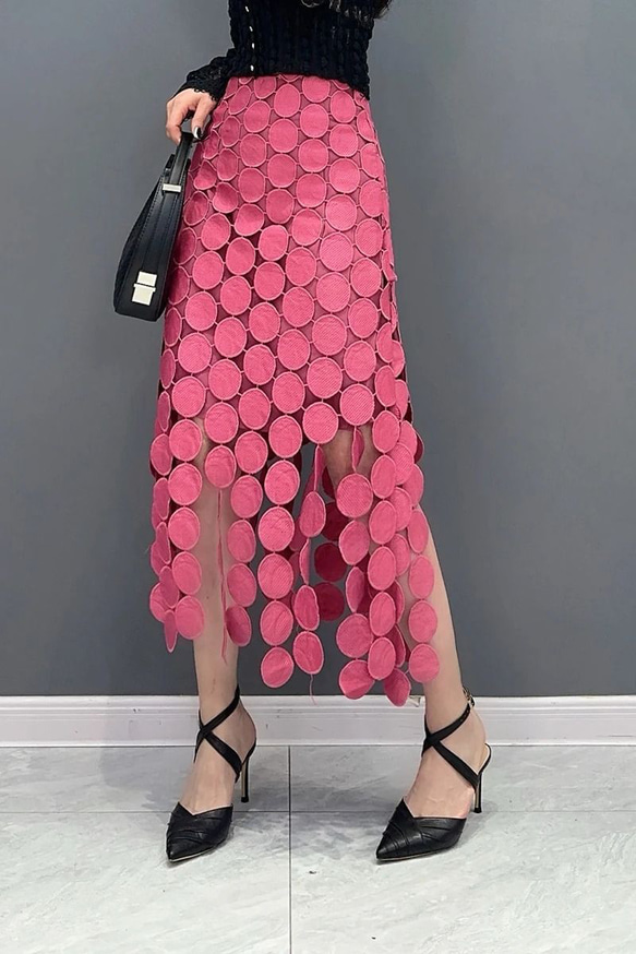 週末限定値下げ♡激レア！！MA＊RS パフューム柄 スカート スカート ロング ハーフレングス 水玉模様 シースルー 透かし彫り 台形