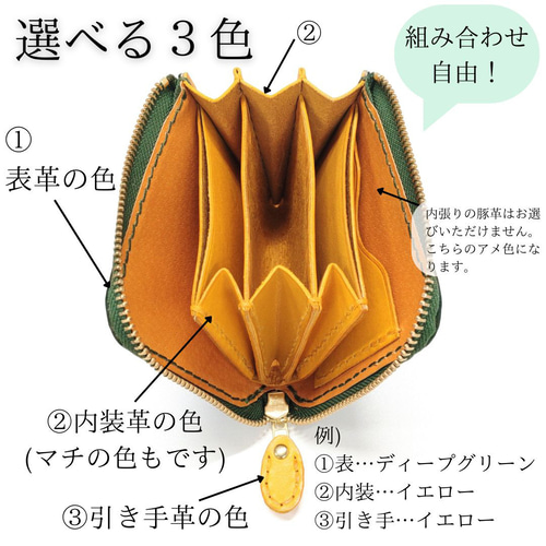 受注生産】色の組み合わせ✦8000通り✦お札を折らないミニ・ヌメ