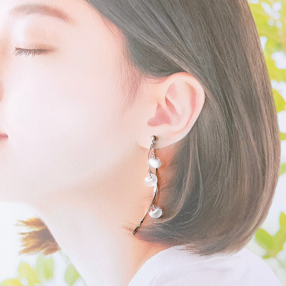 ✴︎スズラン✴︎R ピアス 【Hijiri】ロジウムカラー ティア