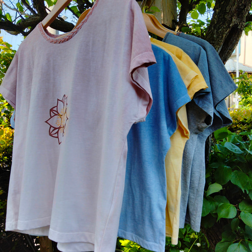如意輪観音◎ベンガラ染め御守りTシャツ六芒星背守り和柄仏画