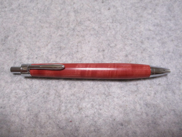 ピンクアイボリー　縮み杢　「桃色の象牙」　ガラスコート仕上げ　木軸ボールペン(シャープペンシル)　希少材