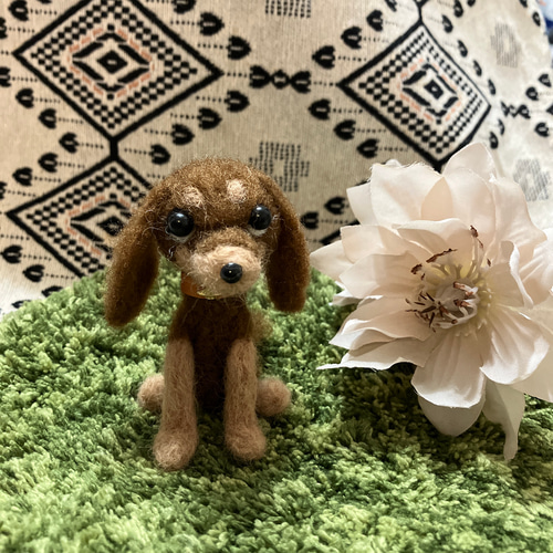 ミニチュアダックスフンド（お鼻の色変更できます）チョコタン　羊毛フェルト　犬 羊毛フェルト 犬 ダックスフンド 犬フィギュア ダックス ダックス