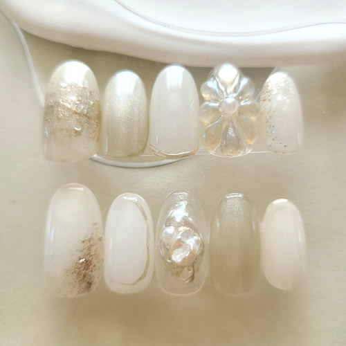 Elegant Pearl ニュアンスネイル ネイルチップ ブライダルネイル