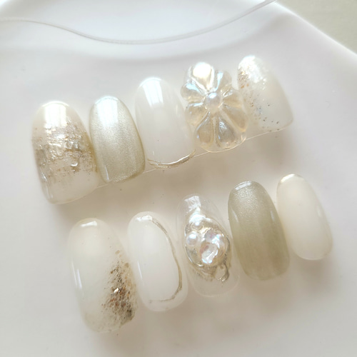 Elegant Pearl ニュアンスネイル ネイルチップ ブライダルネイル