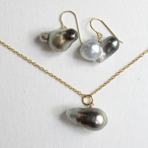 選べる】南洋真珠 タヒチアンパールバロック***(14kgf・Silver)ピアス  