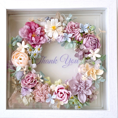 木製ガラスフレームお花畑✿写真・名入れ・/母の日ギフト/誕生日/玄関  