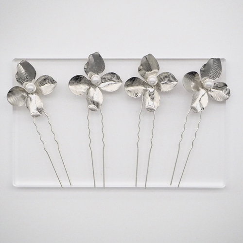 追加購入マット/艶ありシルバー変更可】シルバーフラワー ヘア