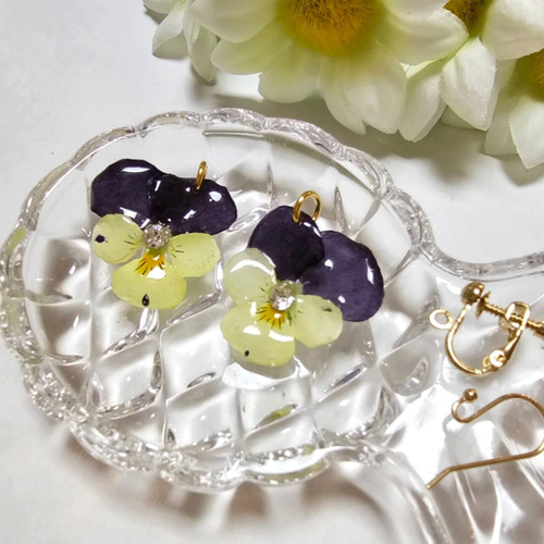 ❃ときめくビオラ❃ ピアス・イヤリング イヤリング・ノンホールピアス 