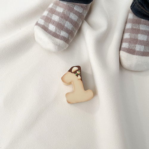 木製】マンスリーフォトアイテム数字オブジェ(クッキー柄)/月齢写真