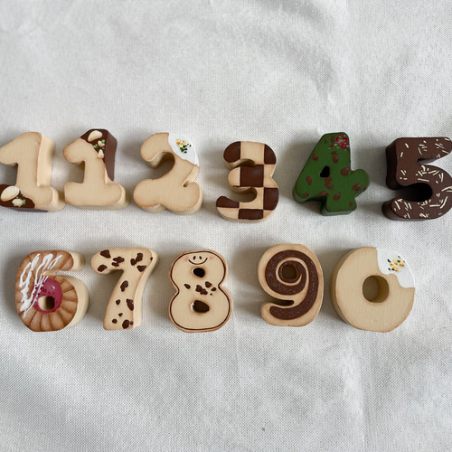木製】マンスリーフォトアイテム数字オブジェ(クッキー柄)/月齢写真