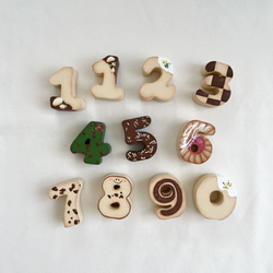 木製】マンスリーフォトアイテム数字オブジェ(クッキー柄)/月齢写真