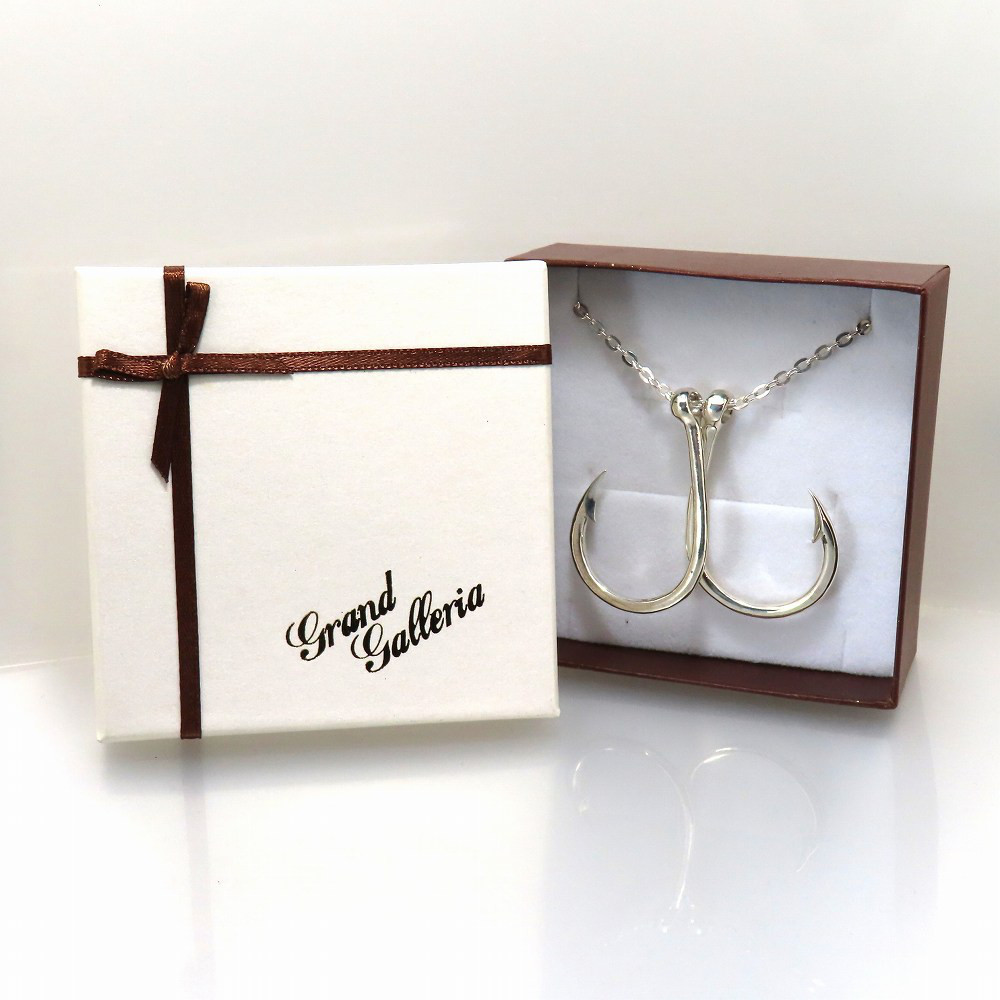 釣り針ネックレス L ダブルフック シルバー925 【刻印無料】 釣り針 フィッシュフック ネックレス ペンダント