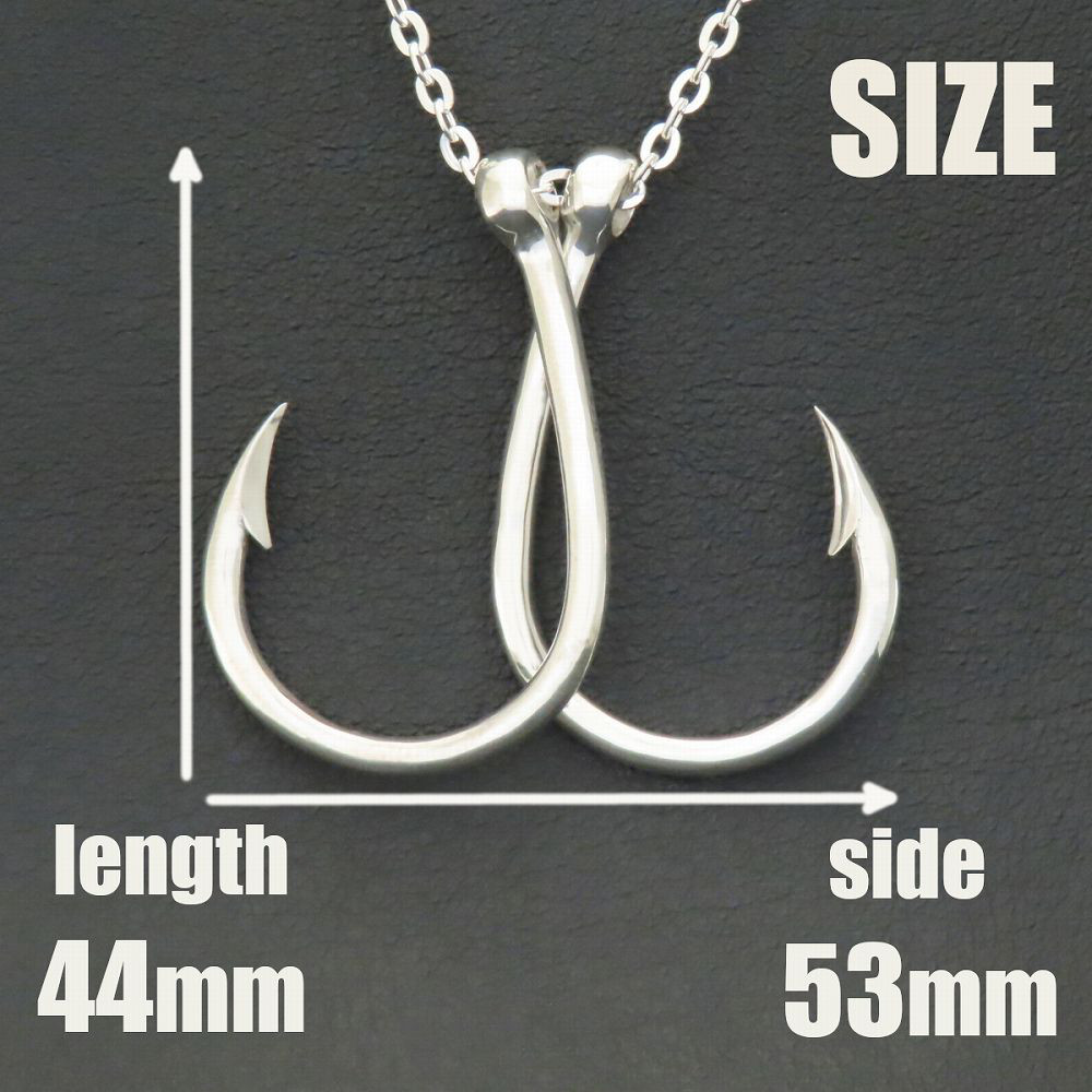 釣り針ネックレス L ダブルフック シルバー925 【刻印無料】 釣り針 フィッシュフック ネックレス ペンダント